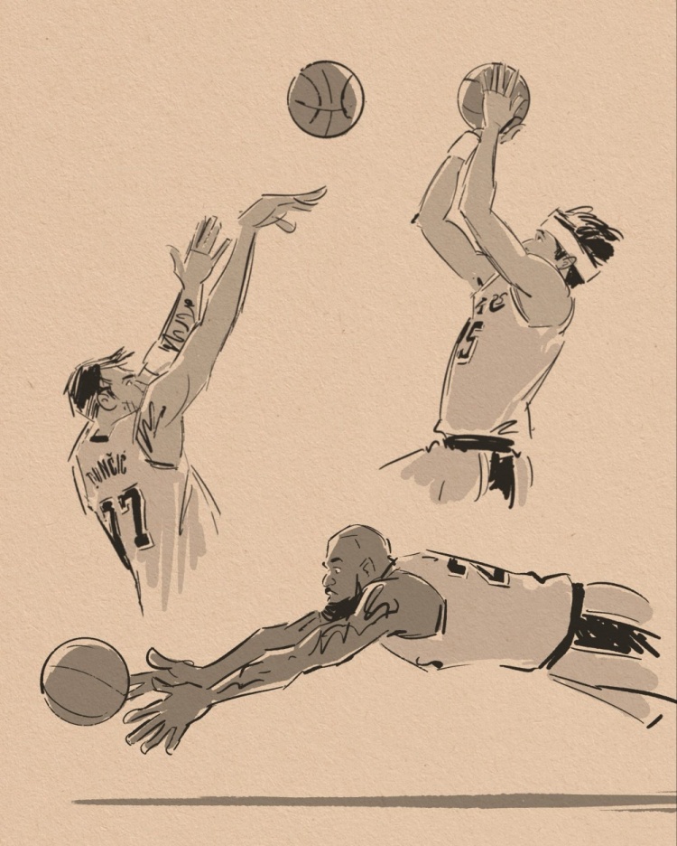 九游体育-壁纸请收藏!美漫画家晒作品 老詹鱼跃&小里1+2&东契奇绝平全都有